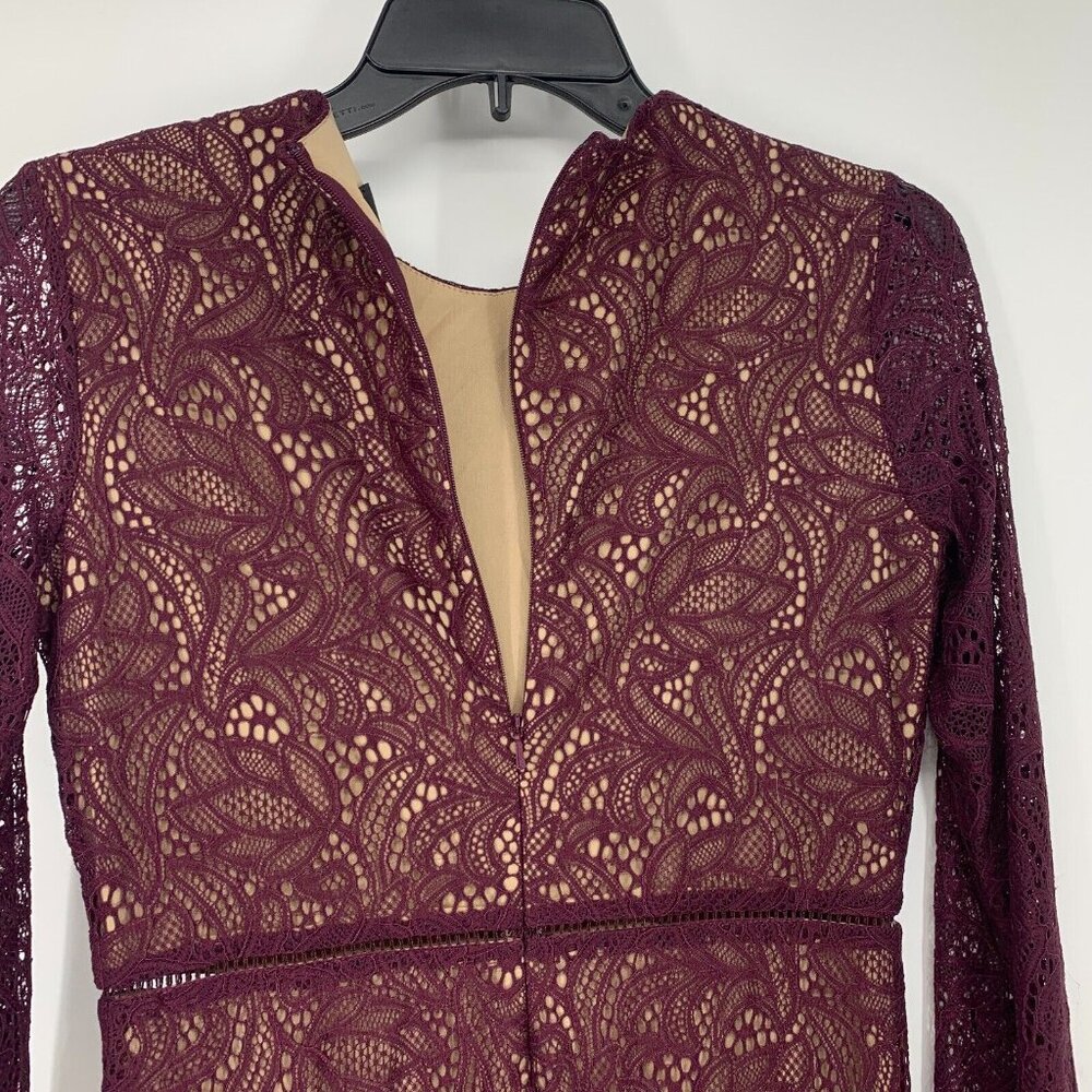 Bardot Dress Sasha Ruffle Lace Burgundy Long Sleeve Revolve - Picture 13 of 14